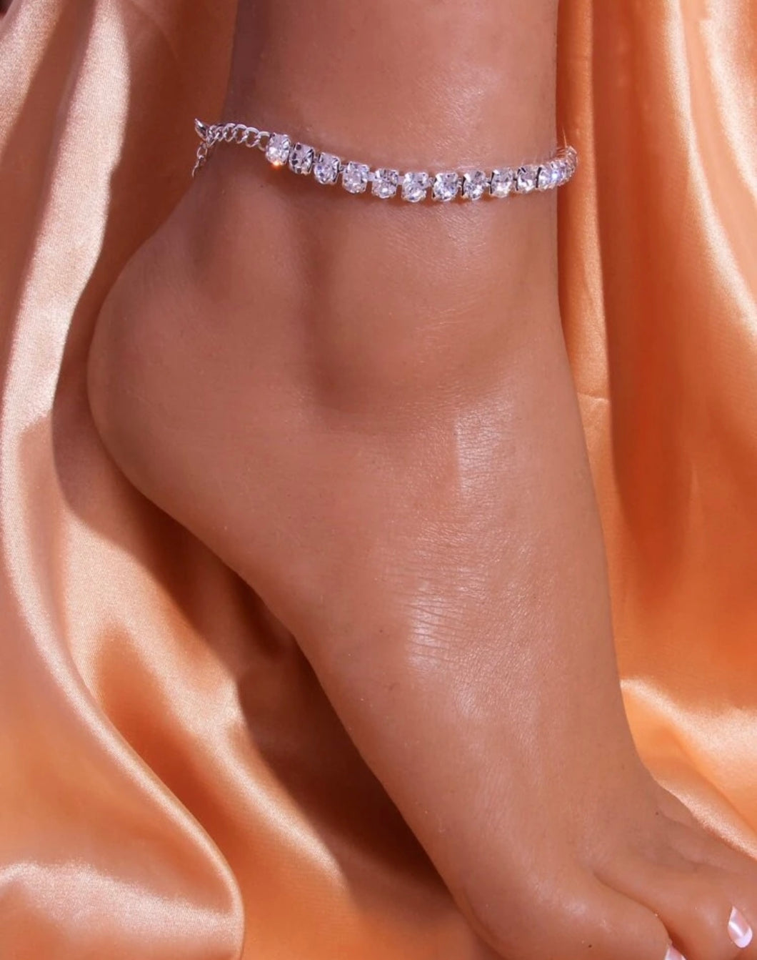 Crystal Silver Anklet